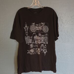 Men's Black Graphic Tee with Motorcycle Design